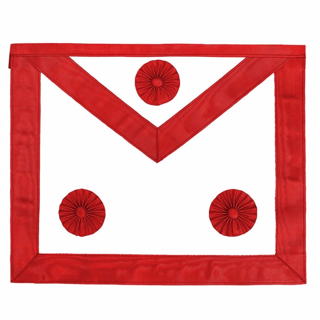 Master Mason Scottish Rite Apron - Red with Three Red Rosettes - Bricks Masons