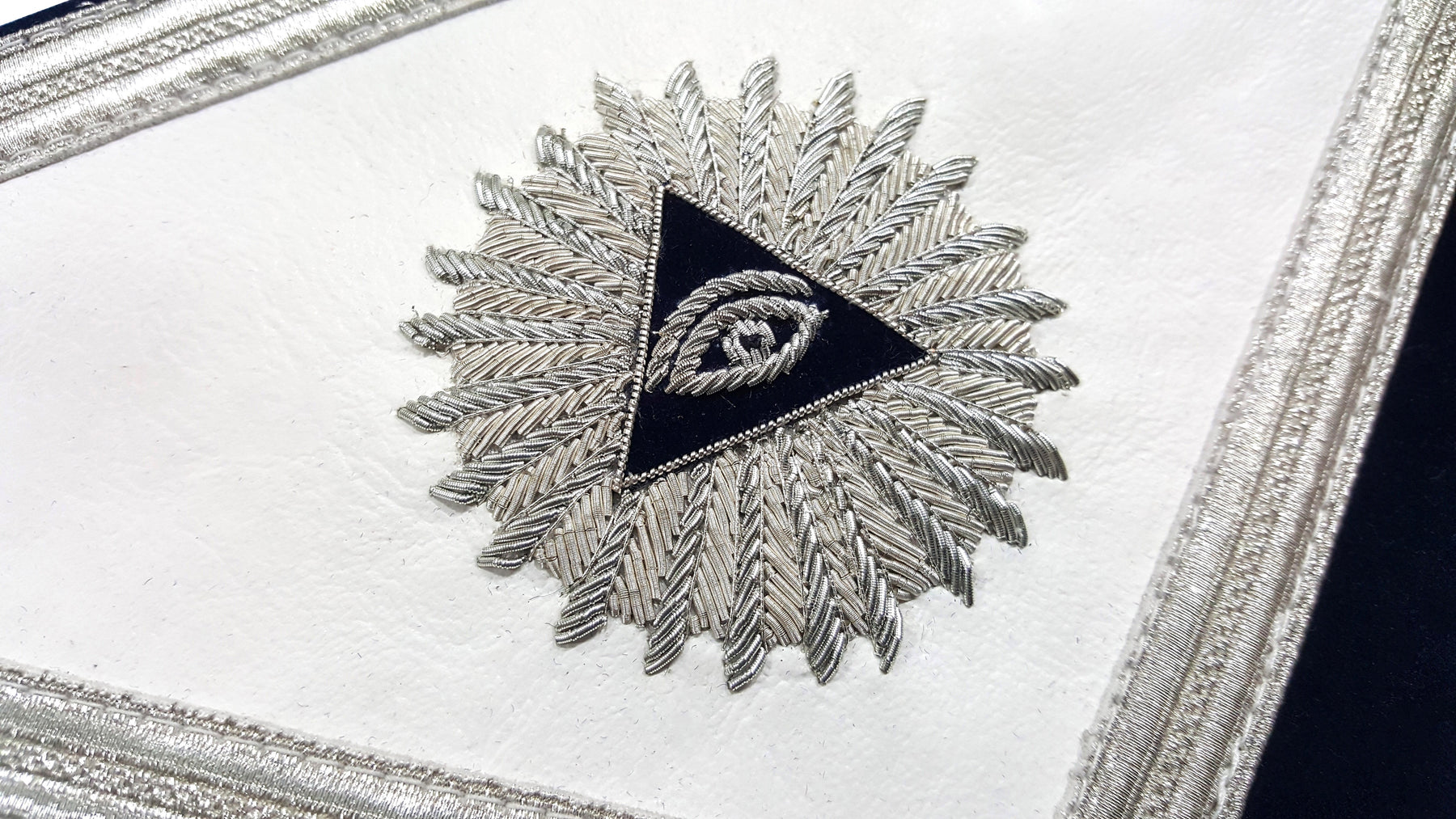 Master Mason Blue Lodge Apron - Navy Blue Hand Embroidery - Bricks Masons