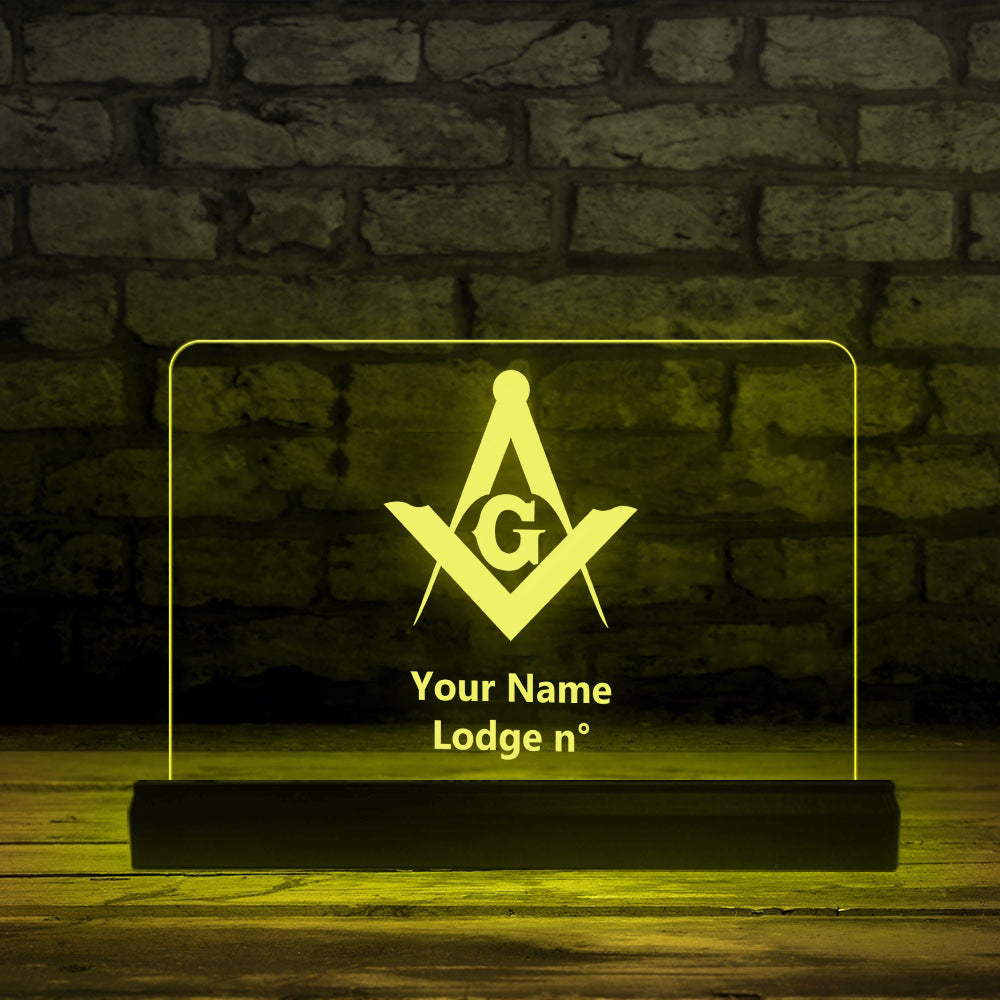 Master Mason Blue Lodge LED Sign - 3D Glowing light - Bricks Masons