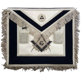 Master Mason Blue Lodge Apron - Navy Blue Hand Embroidery with Tassels - Bricks Masons