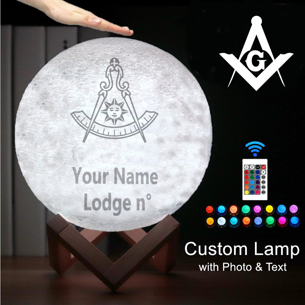 Past Master Blue Lodge California Regulation Lamp - 3D Moon Various Colors - Bricks Masons