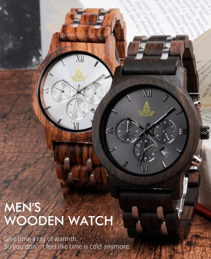 Past Master Blue Lodge California Regulation Wristwatch - Various Wood Colors - Bricks Masons