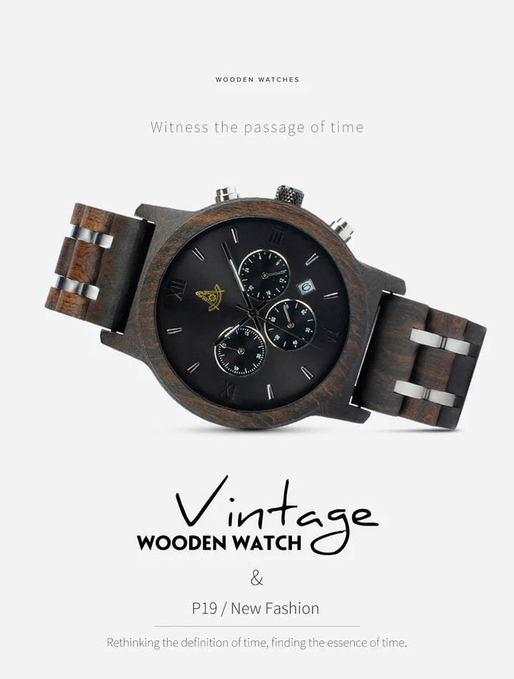 Past Master Blue Lodge California Regulation Wristwatch - Various Wood Colors - Bricks Masons