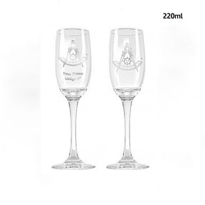 Past Master Blue Lodge California Regulation Champagne Flute - 2 Pieces Set - Bricks Masons