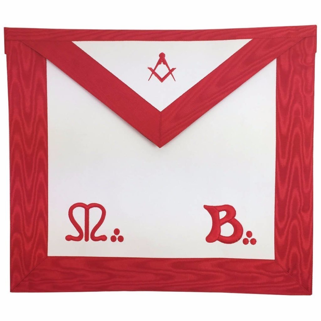 Master Mason Scottish Rite Apron - Red & White Moire - Bricks Masons