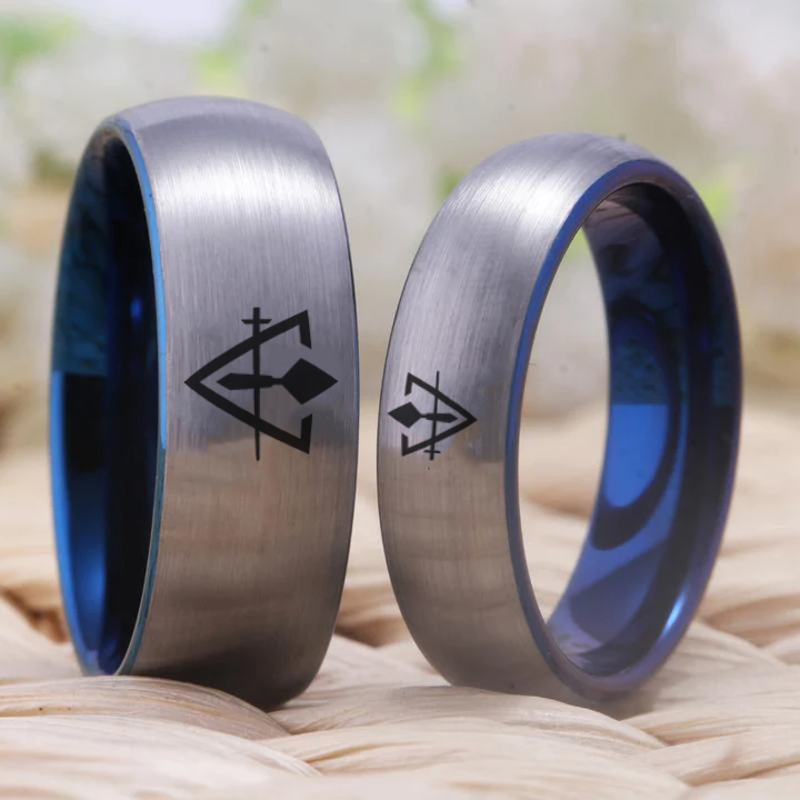 Council Ring - Silver With Blue Tungsten - Bricks Masons