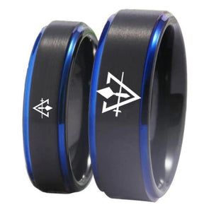 Council Ring - Black Blue Tungsten - Bricks Masons