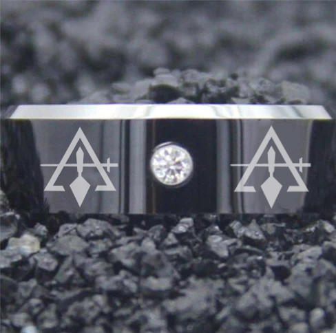 Council Ring - Black Silver Bevel With CZ Stone - Bricks Masons