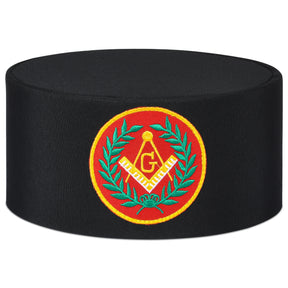 Master Mason Blue Lodge Crown Cap - Black With Red Emblem & Wreath - Bricks Masons