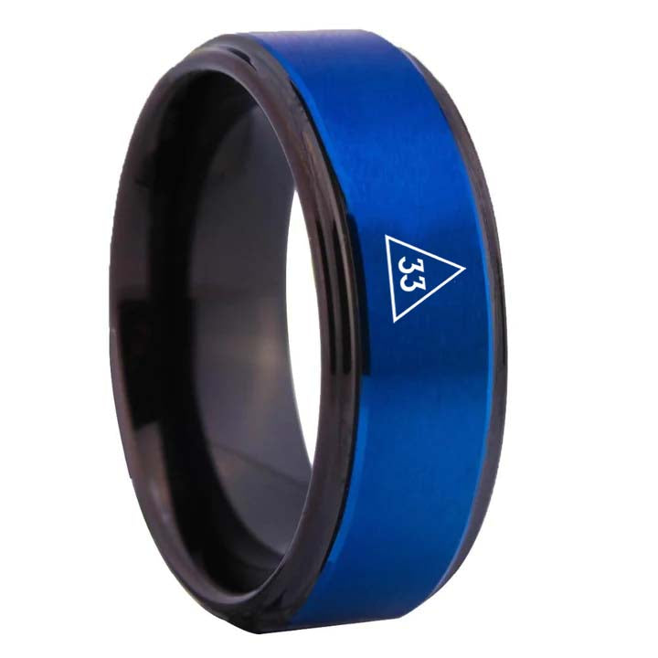 33rd Degree Scottish Rite Ring - Blue Tungsten - Bricks Masons