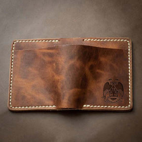 32nd Degree Scottish Rite Wallet - Wings Down Handmade Leather - Bricks Masons