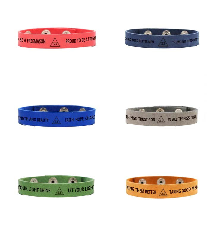 33rd Degree Scottish Rite Bracelet - Various Leather Colors - Bricks Masons
