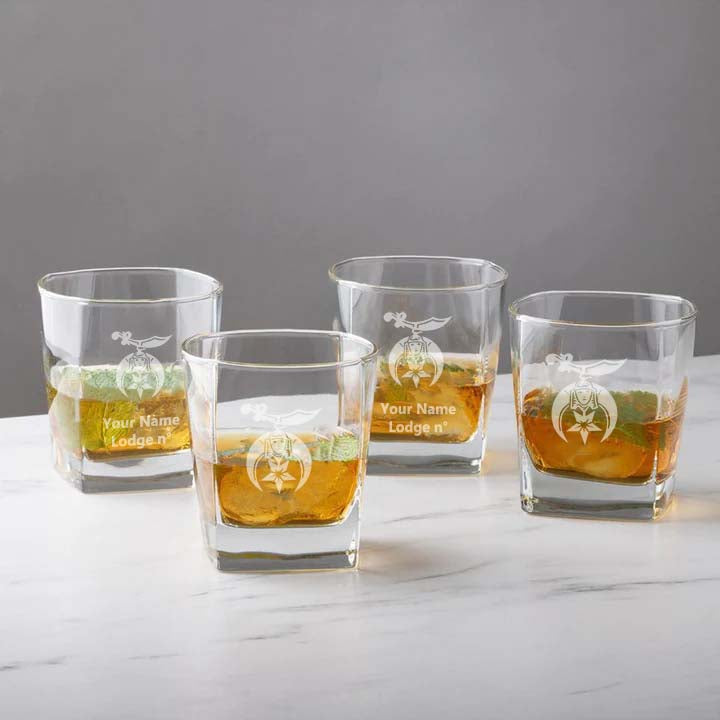 Shriners Whiskey Glass - 1 Piece - Bricks Masons