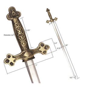 Masonic Ceremonial Sword Square Compass Cross Swords + Free Case - Bricks Masons