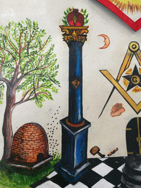 The Two Pillars of Jachin and Boaz Hand-Painted Masonic Lambskin Apron - Bricks Masons