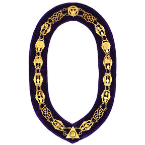Royal & Select Masters English Regulation Chain Collar - Gold With Purple Lining - Bricks Masons