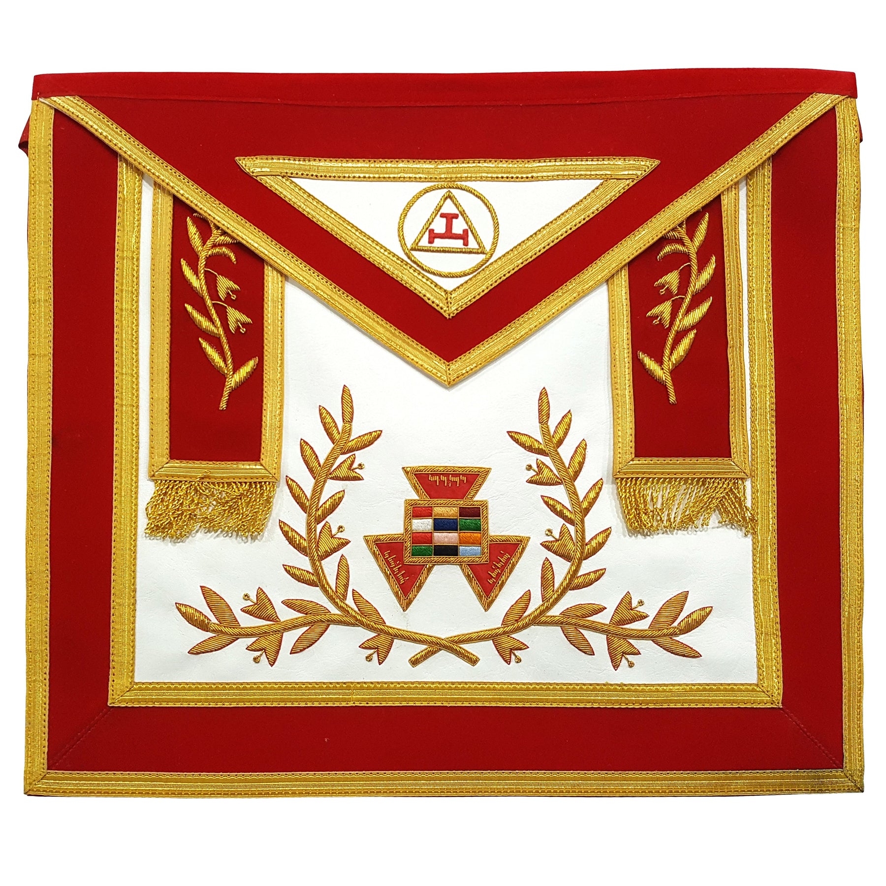 Past High Priest Royal Arch Chapter Apron - Red with Gold Braid - Bricks Masons