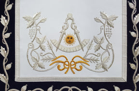 Past Master Blue Lodge Apron - Silver & Gold Hand Embroidery - Bricks Masons