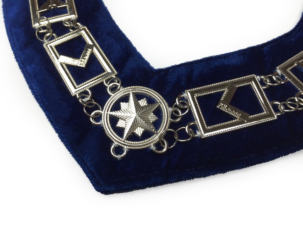 Blue Lodge Working Tools - Chain Collar - Gold/Silver on Blue + Free Case - Bricks Masons