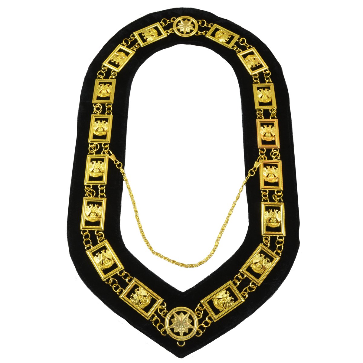 32nd Degree Scottish Rite Chain Collar - Gold Plated on Black Velvet - Bricks Masons