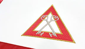 Treasurer Royal Arch Chapter Apron - Red Machine Embroidery - Bricks Masons