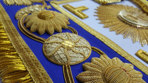 Past Grand Master Blue Lodge Apron - Gold Hand Embroidery - Bricks Masons