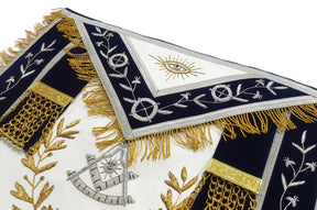 Past Master Blue Lodge Apron - Navy Blue with Wreath - Bricks Masons