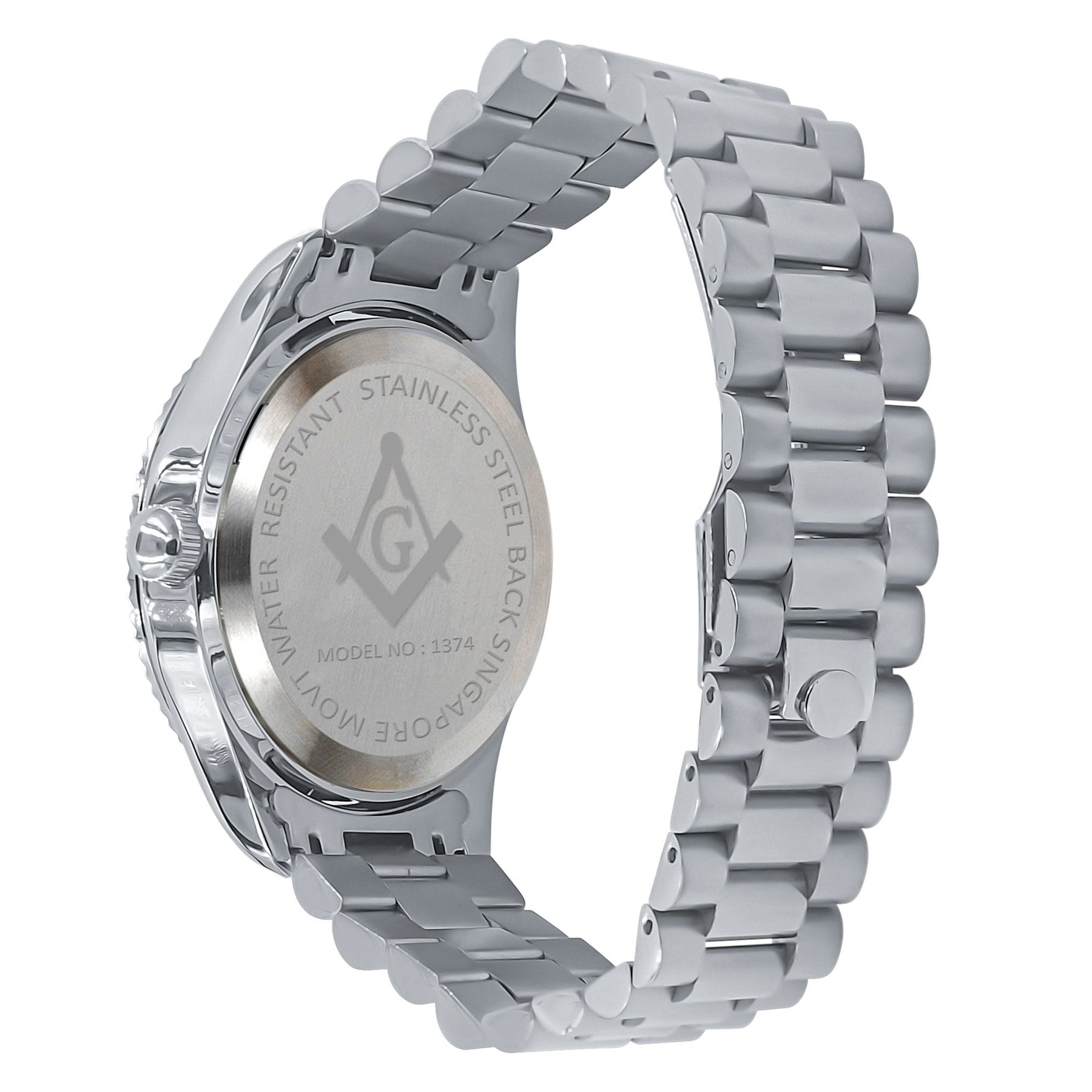 Masonic Iced Out Metallic Watch - Silver - Bricks Masons