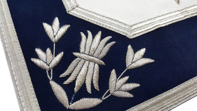 Past Master Blue Lodge Apron - Silver Bullion Hand Embroidered - Bricks Masons