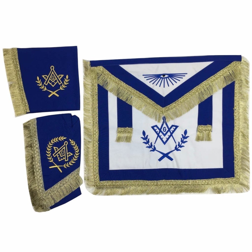 fMaster Mason Blue Lodge Regalia Set - White & Blue with Fringe - Bricks Masons