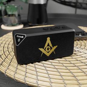 Master Mason Blue Lodge Bluetooth Speaker - Gold Square & Compass G - Bricks Masons