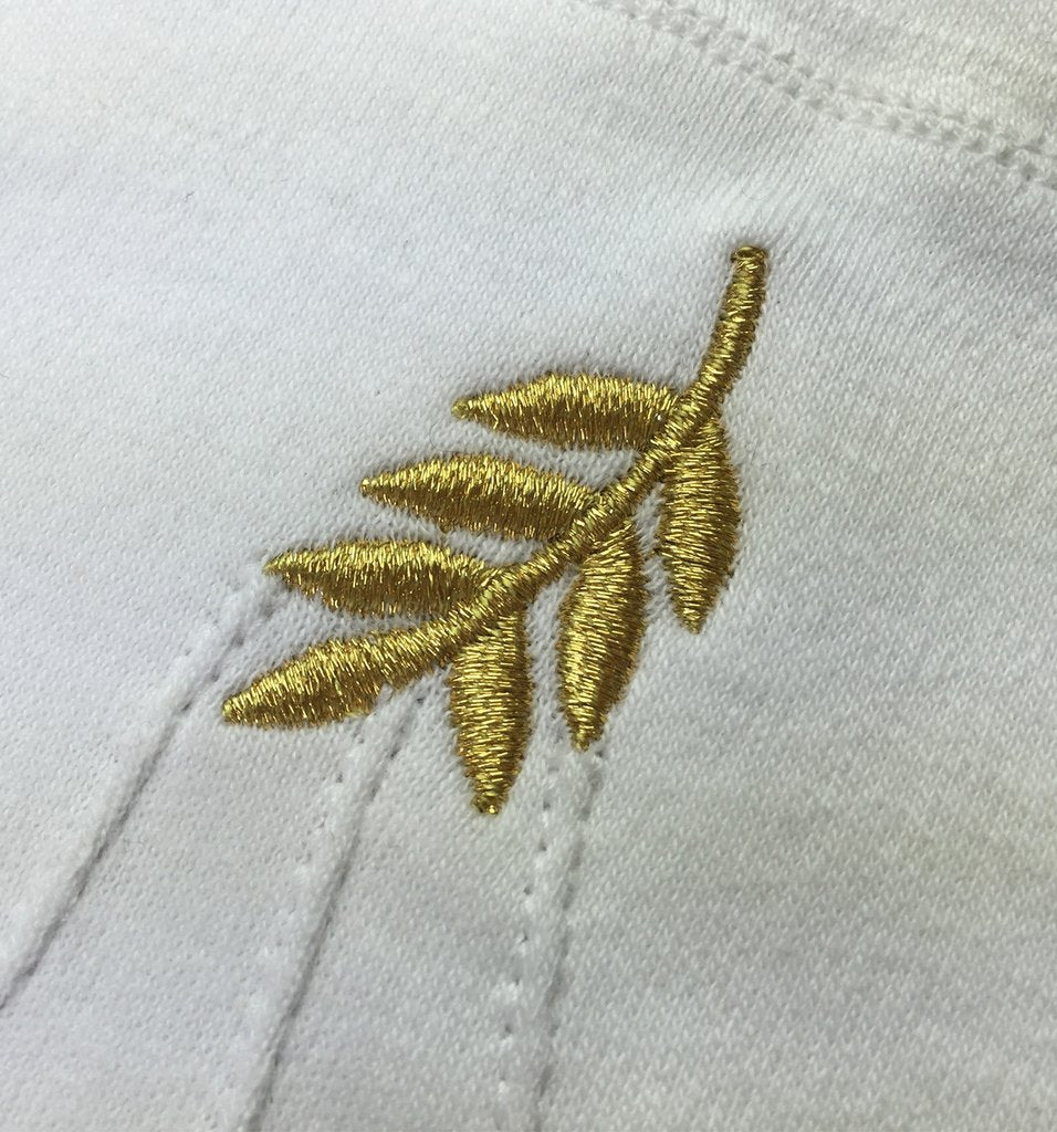 Glove - White Cotton with Golden Acacia Leaf - Bricks Masons