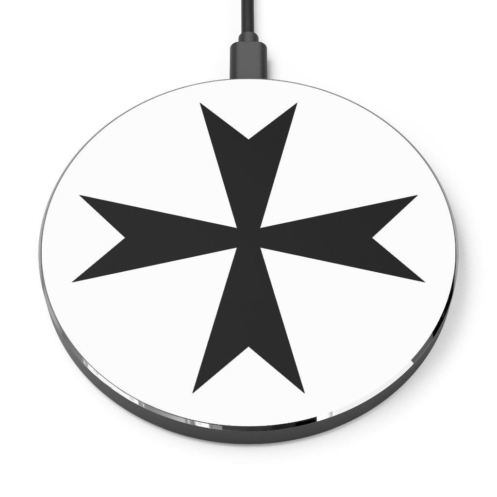 Order Of Malta Commandery Wireless Charger - Black & White - Bricks Masons
