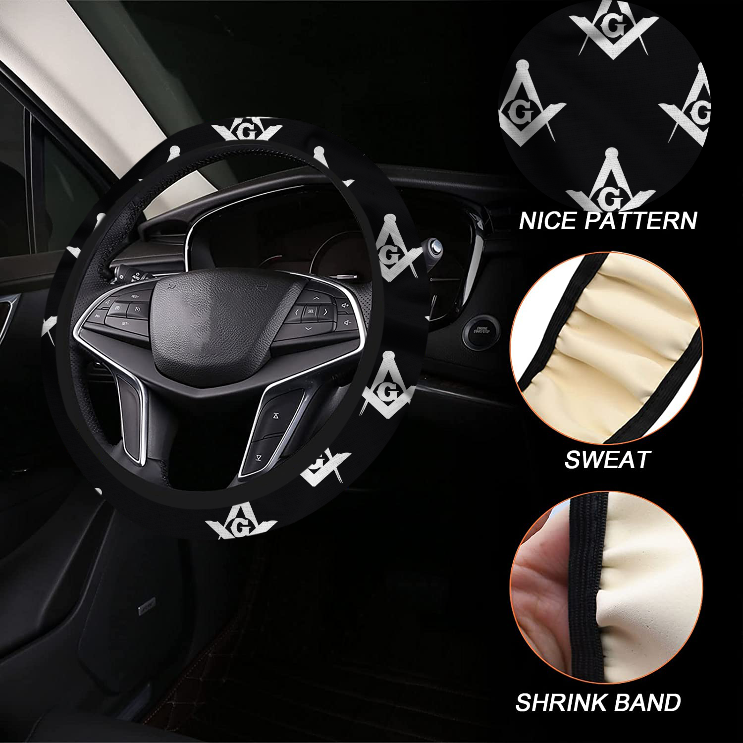 white Kamei steering wheel cover NOS