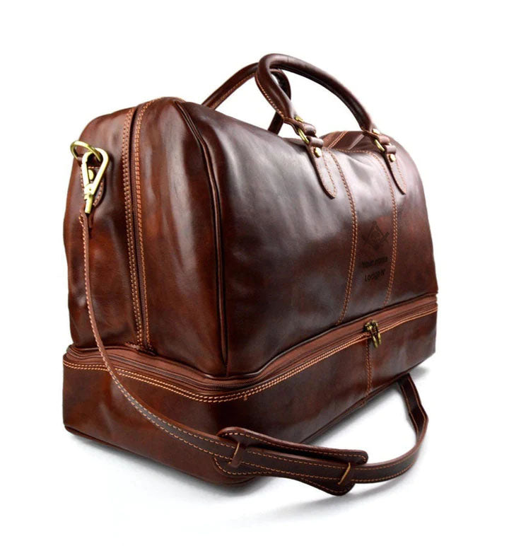 Widows Sons Travel Bag - Genuine Light Brown Leather - Bricks Masons
