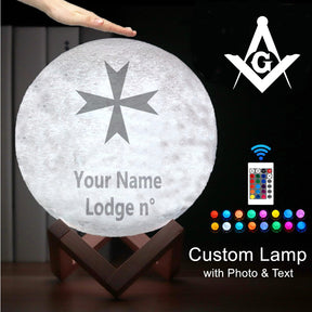 Order Of Malta Commandery Lamp - 3D Moon Various Colors - Bricks Masons