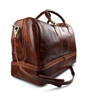 Council Travel Bag - Genuine Light Brown Leather - Bricks Masons