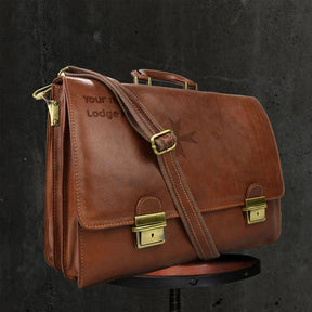 Order Of Malta Briefcase - Genuine Brown Leather - Bricks Masons