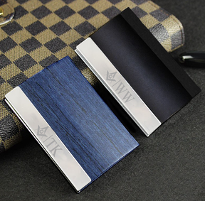 Master Mason Blue Lodge Business Card Holder - Leather - Bricks Masons