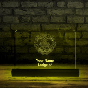 Grand Master Blue Lodge LED Sign - 3D Glowing light - Bricks Masons