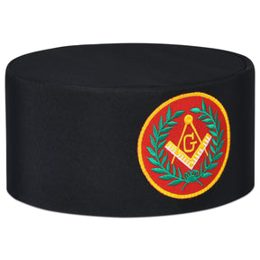 Master Mason Blue Lodge Crown Cap - Black With Red Emblem & Wreath - Bricks Masons