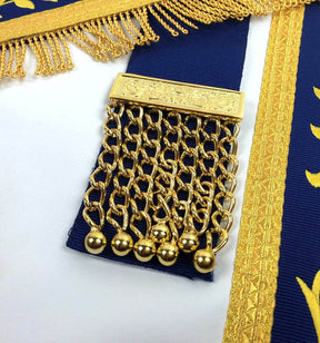 Master Mason Blue Lodge Apron - Navy Blue with Gold Fringe - Bricks Masons