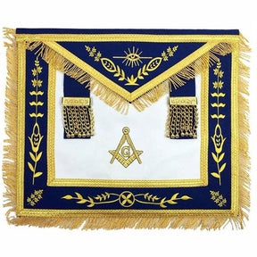Master Mason Blue Lodge Apron - Navy Blue with Gold Fringe - Bricks Masons