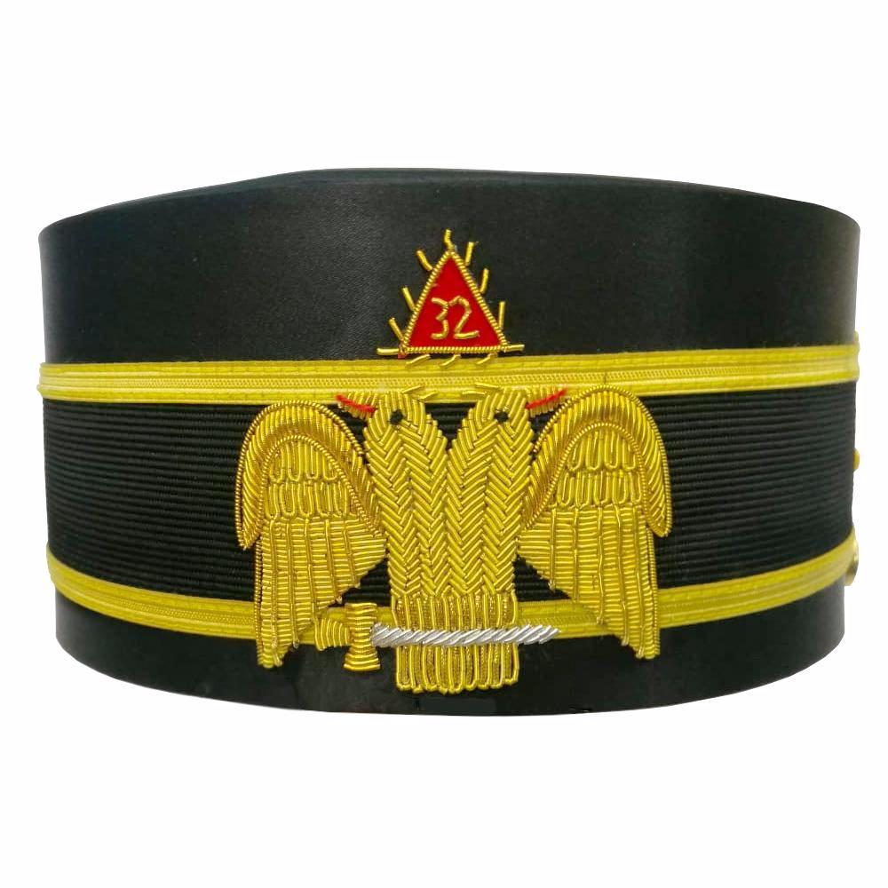 32nd Degree Scottish Rite Crown Cap - Black with Hand Embroidery Bullion - Bricks Masons