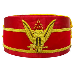32nd Degree Scottish Rite Crown Cap - Wings Up Red Hand Embroidery - Bricks Masons