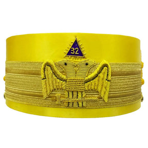 32nd Degree Scottish Rite Crown Cap - Yellow Bullion Hand Embroidery - Bricks Masons