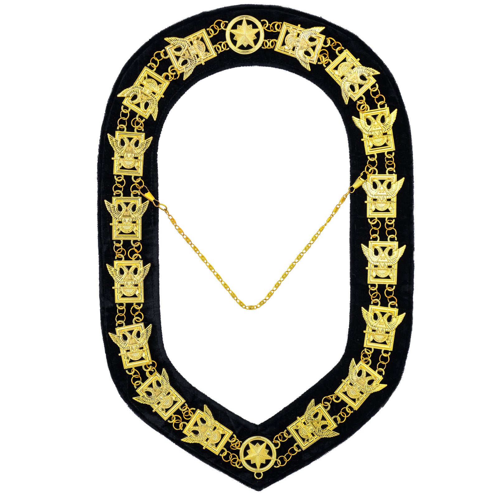 Home 32nd Degree Scottish Rite Chain Collar - Gold on Black Velvet