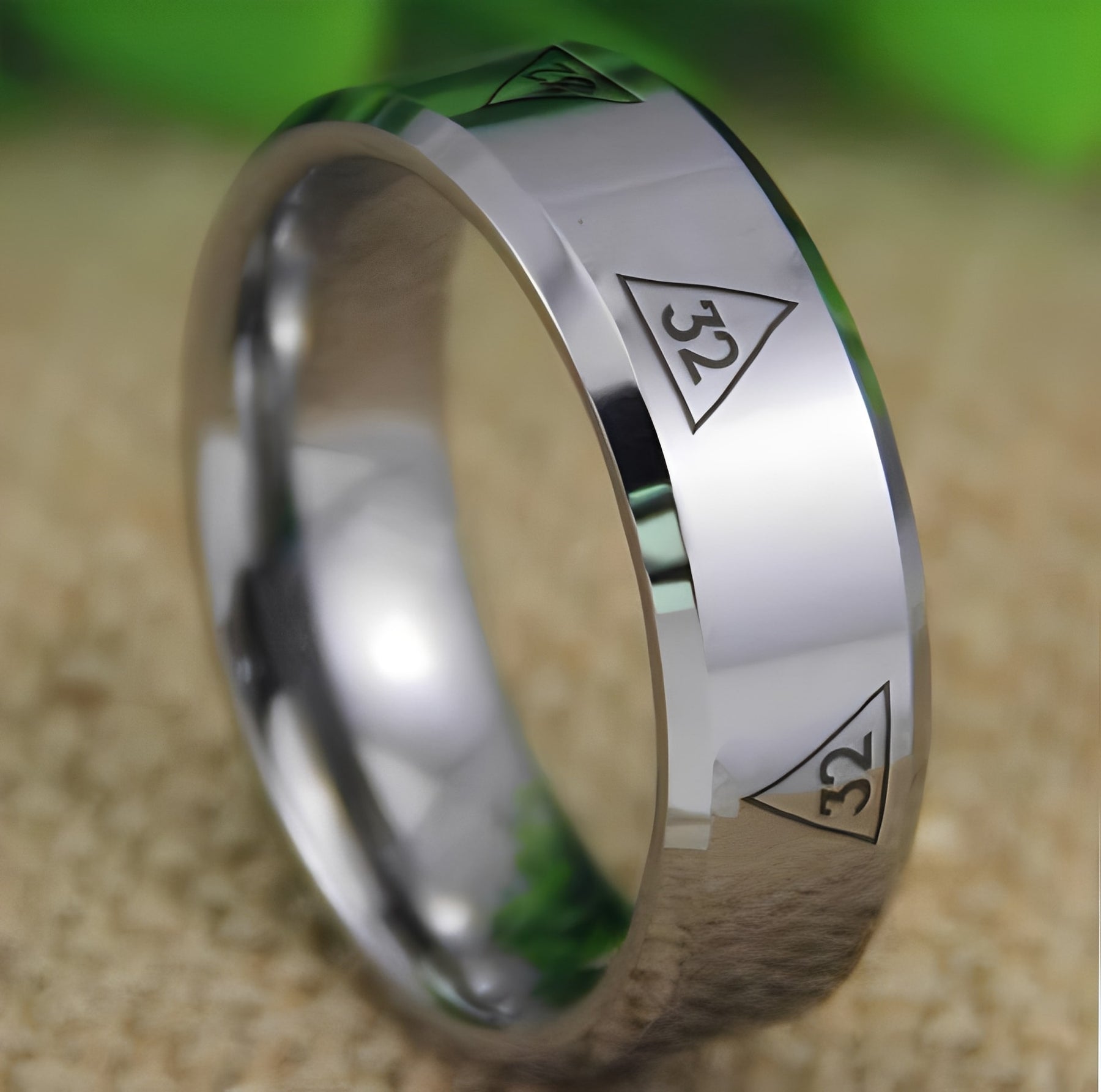 32nd Degree Scottish Rite Ring - Silver Bevel Tungsten - Bricks Masons