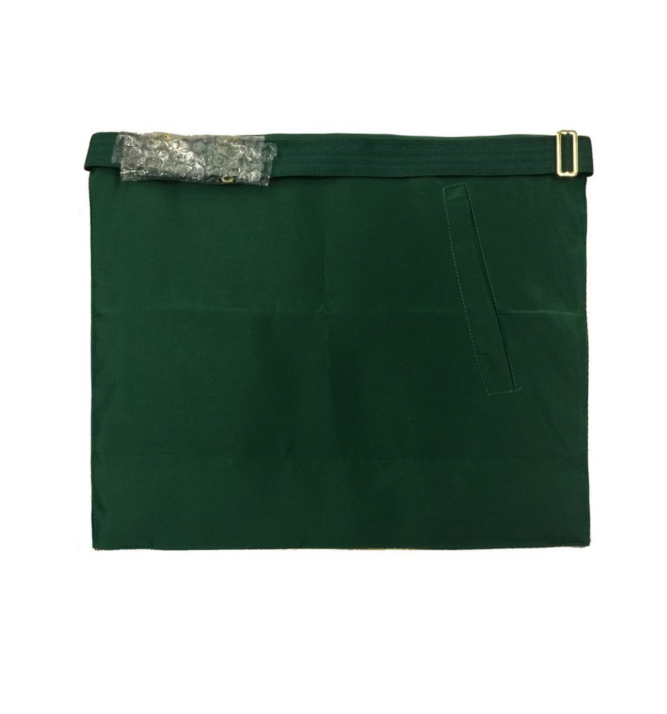 Scottish Rite Past Master Handmade Embroidery Apron with Levels - Brown and Green - Bricks Masons