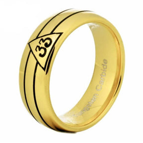 33rd Degree Gold Rounded Masonic Ring Free Engraving - Bricks Masons